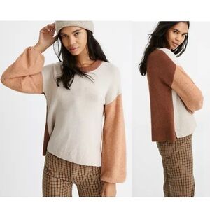 Madewell Payton Coziest Yarn Colorblock Pullover Sweater Alpaca Wool Medium